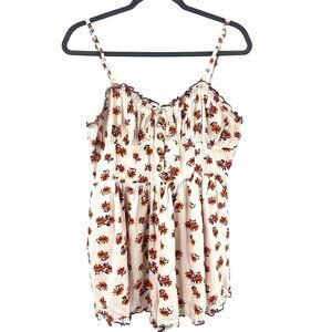 URBAN OUTFITTERS Women's Ivory Orange Floral Betti Sleeveless Romper Large